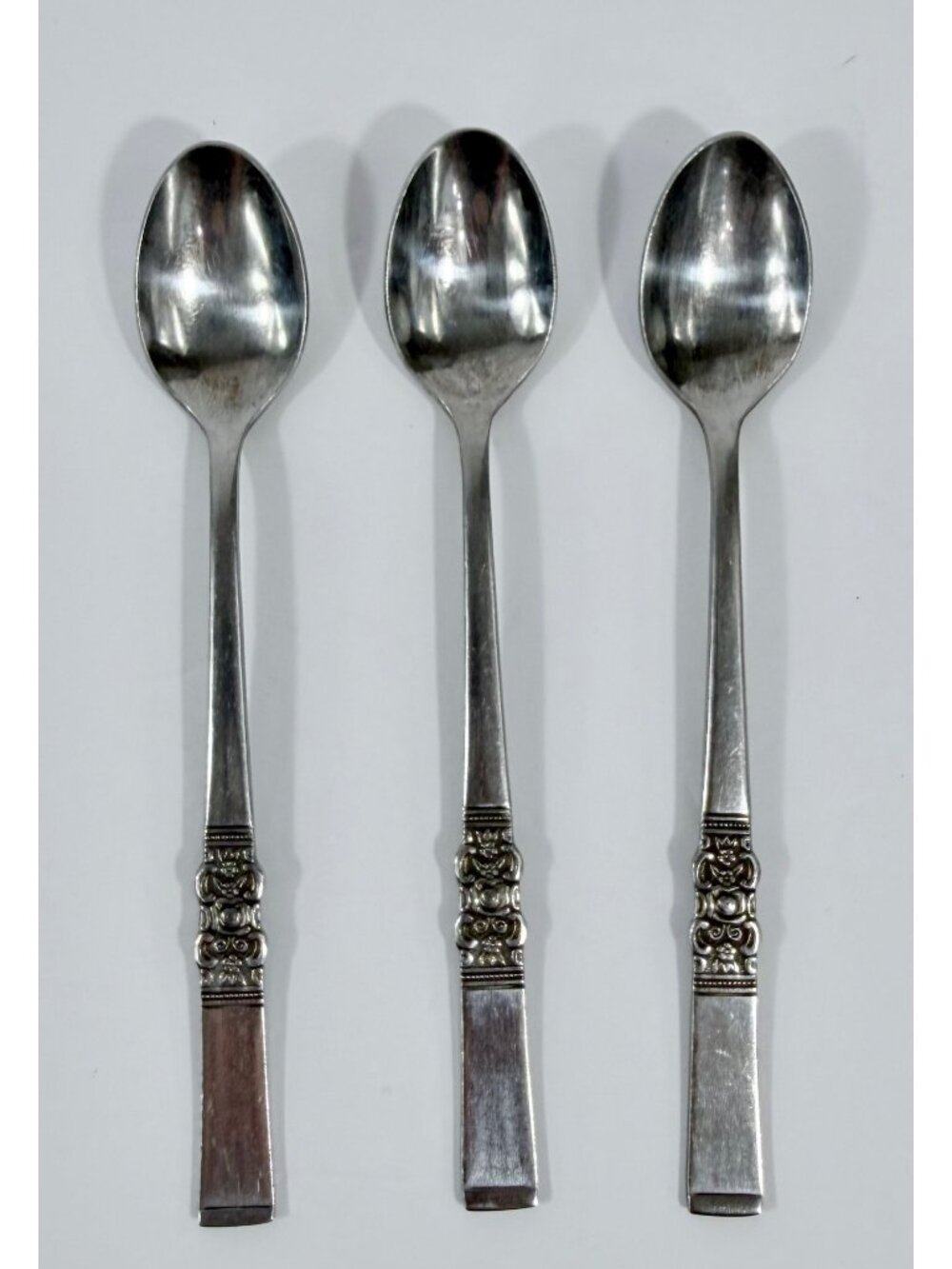 Vintage Northland Oneida Stainless Steel Iced Tea Spoons Decorative Floral Handl